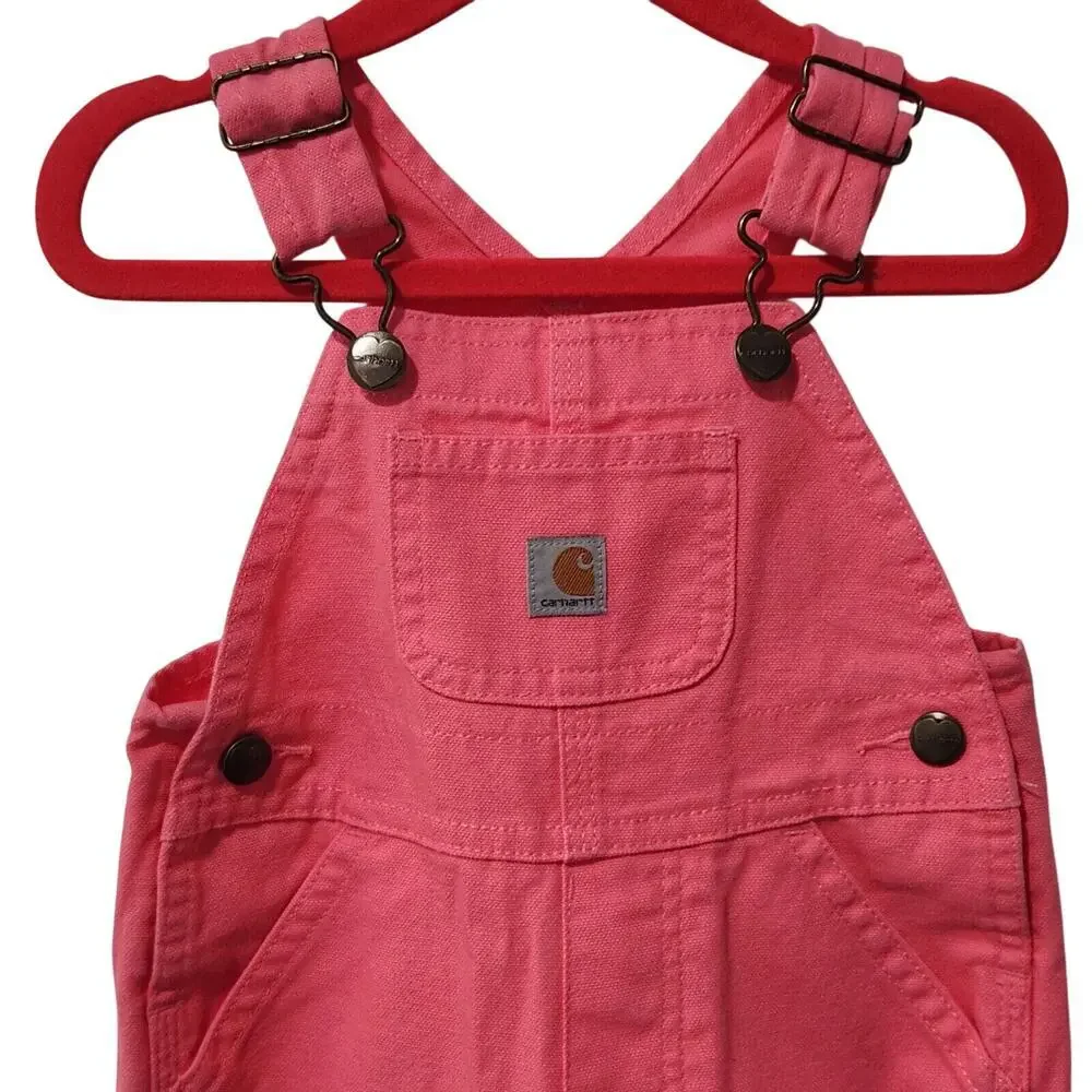 Carhartt GIRLS' LOOSE‎ FIT CANVAS BIB OVERALL OX9712-G Pink Size 9 Months
